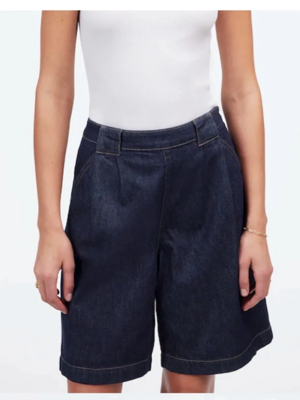 Madewell Pleated Denim Women Trouser Women Shorts - Essex Wash